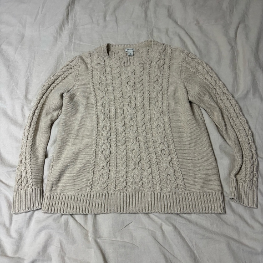 L.L.Bean Cream Colored Cable Knit Sweater